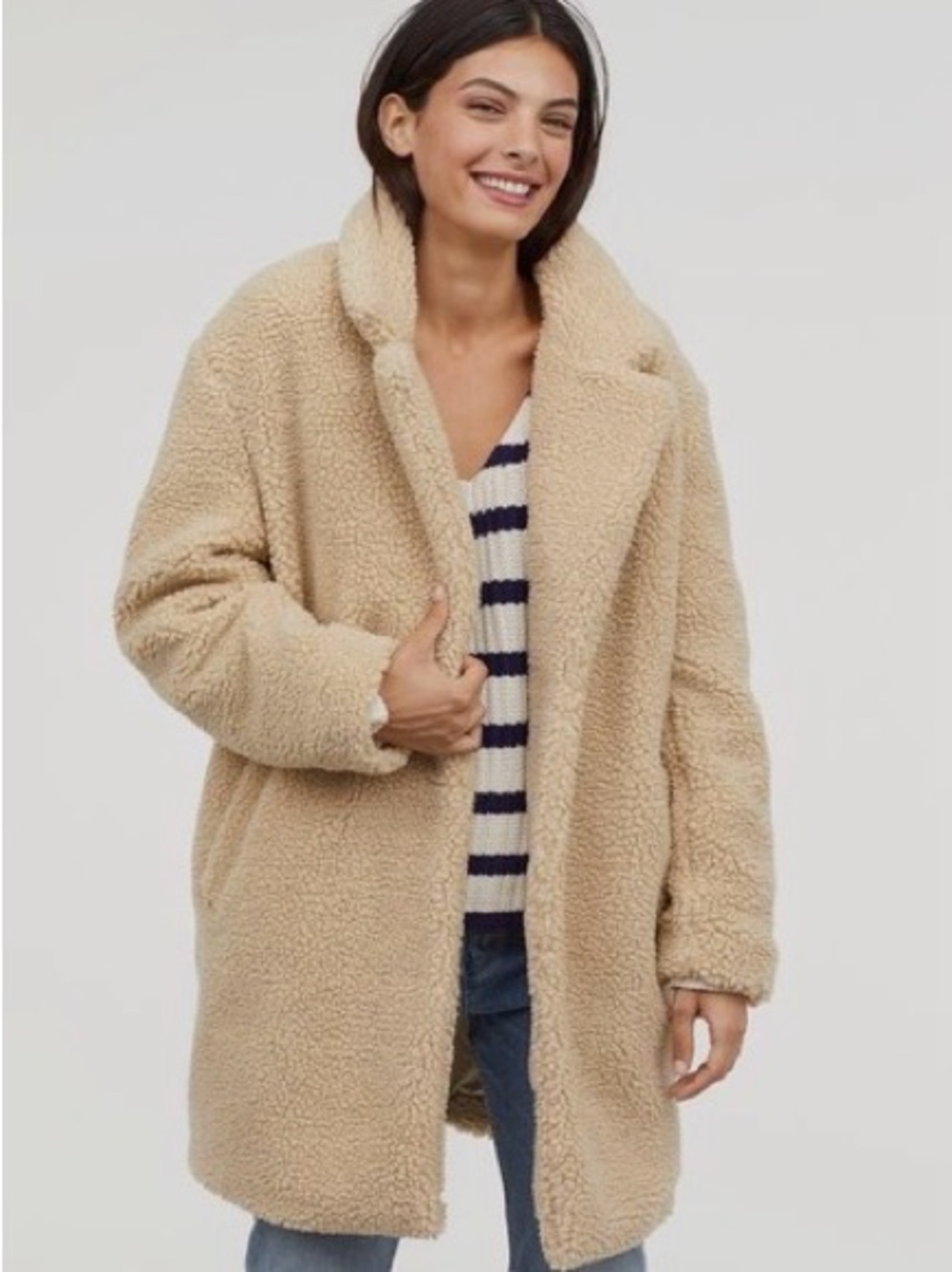Only Beige Teddy Faux-Sherpa Coat
